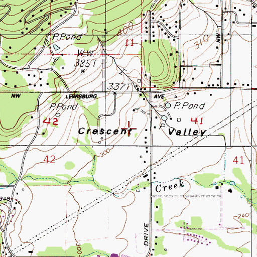 Topographic Map of Crescent Valley, OR