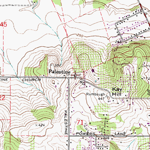 Topographic Map of Palestine Memorial Church Cemetery, OR