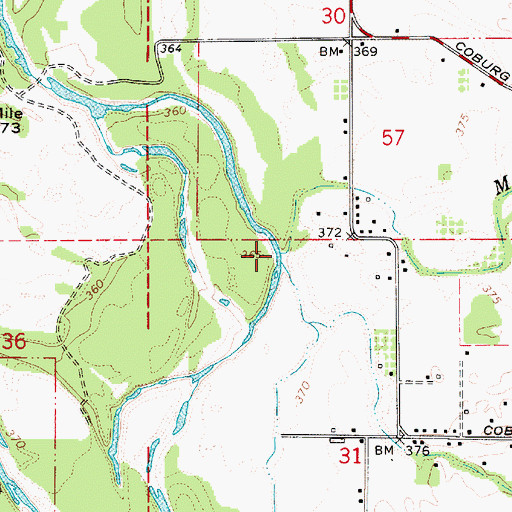 Topographic Map of Canterbury Creek, OR