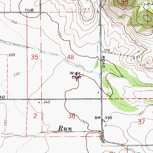 Topographic Map of Wigle Cemetery, OR