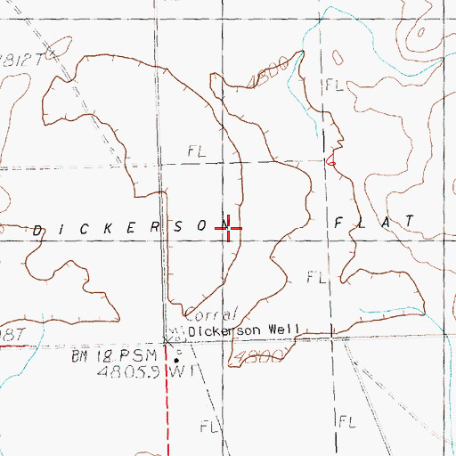 Topographic Map of Dickerson Flat, OR