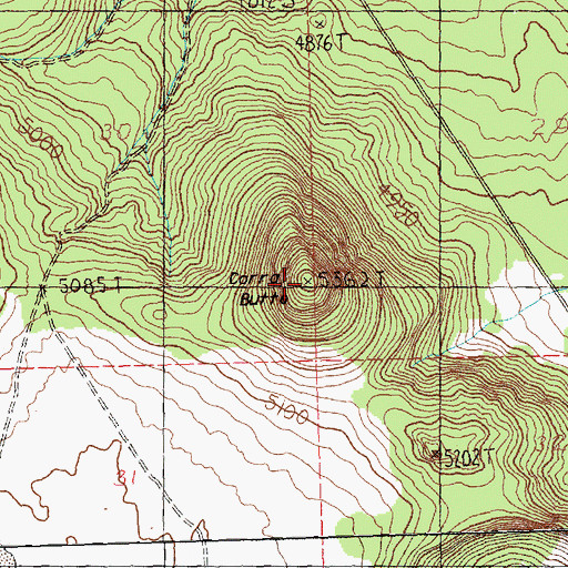 Topographic Map of Corral Butte, OR