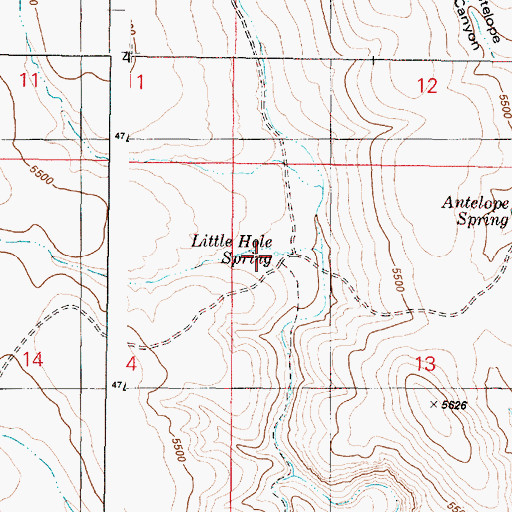 Topographic Map of Little Hole Spring, OR