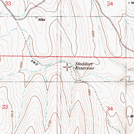 Topographic Map of Stoddart Reservoir, OR
