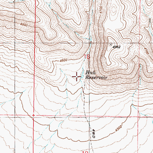 Topographic Map of Hub Reservoir, OR