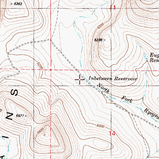 Topographic Map of Inbetween Reservoir, OR