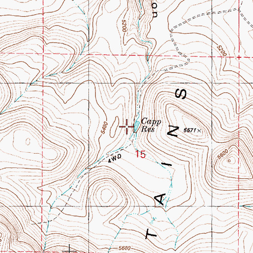 Topographic Map of Capp Reservoir, OR