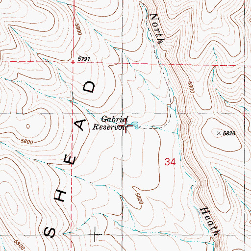 Topographic Map of Gabriel Reservoir, OR