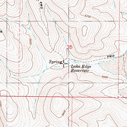 Topographic Map of Lake Edge Reservoir, OR