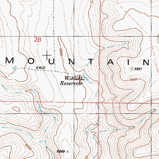 Topographic Map of Wildcat Reservoir, OR