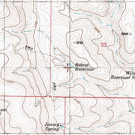 Topographic Map of Bobcat Reservoir, OR