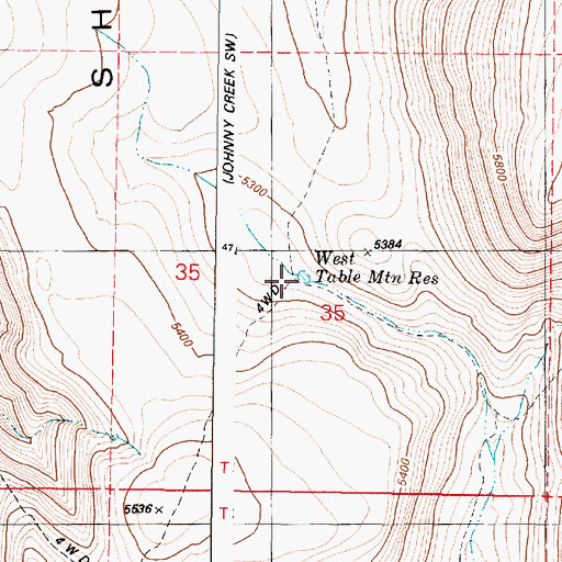 Topographic Map of West Table Mountain Reservoir, OR