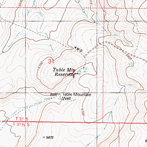 Topographic Map of Table Mountain Reservoir, OR