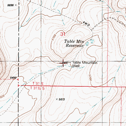Topographic Map of Table Mountain Well, OR