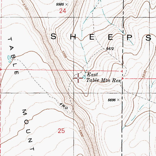Topographic Map of East Table Mountain Reservoir, OR