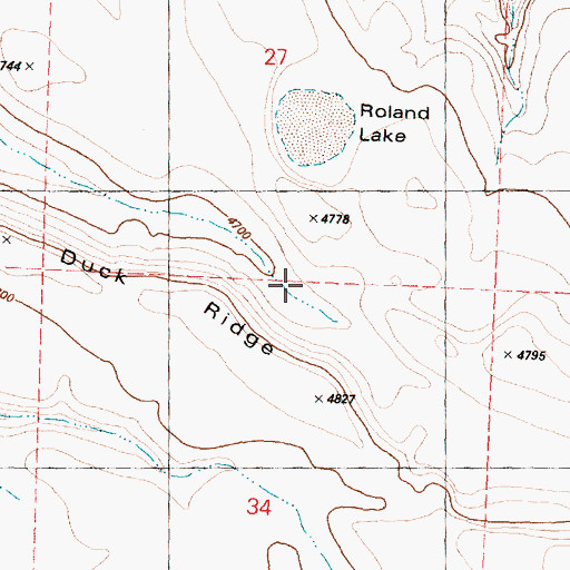 Topographic Map of Duck Ridge, OR