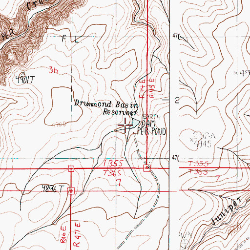 Topographic Map of Drummond Basin Reservoir, OR