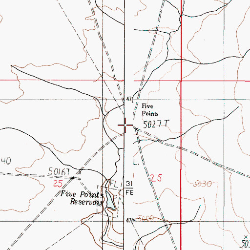 Topographic Map of Five Points, OR