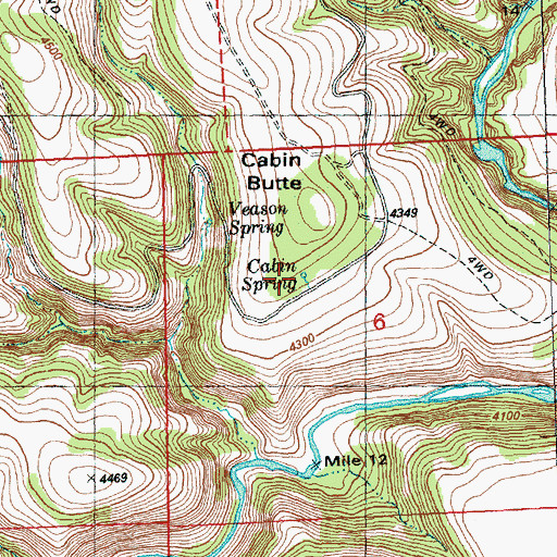 Topographic Map of Cabin Spring, OR