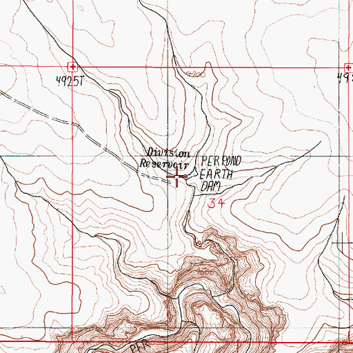Topographic Map of Division Reservoir, OR