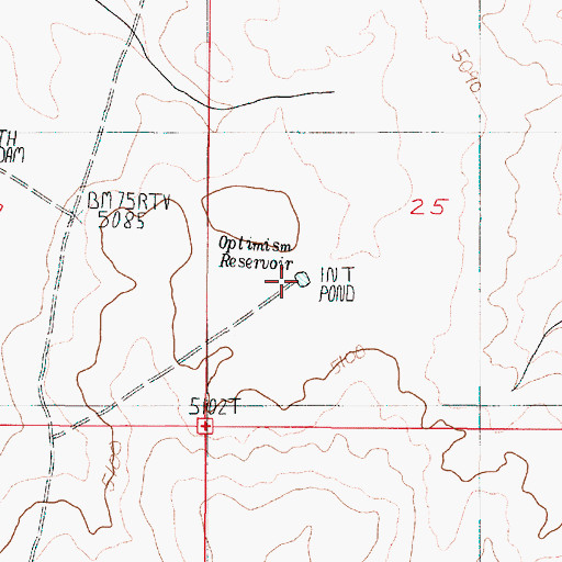 Topographic Map of Optimism Reservoir, OR