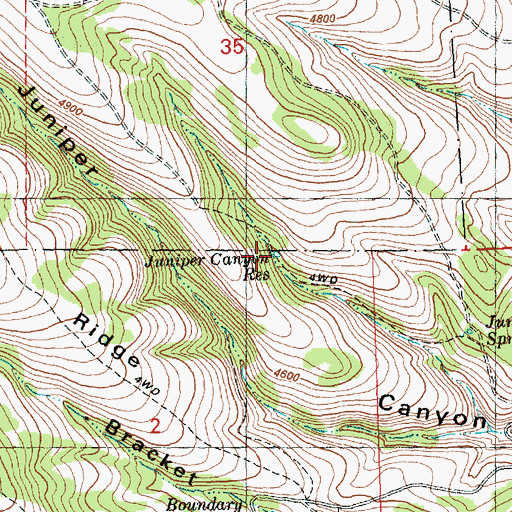 Topographic Map of Juniper Canyon Reservoir, OR