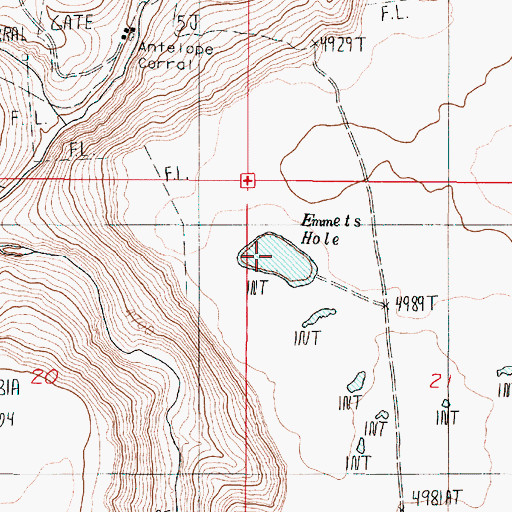 Topographic Map of Emmets Hole, OR