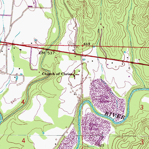 Topographic Map of Church of Christ, AL