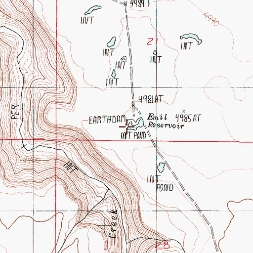 Topographic Map of Emil Reservoir, OR