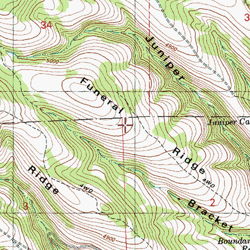 Topographic Map of Funeral Ridge, OR
