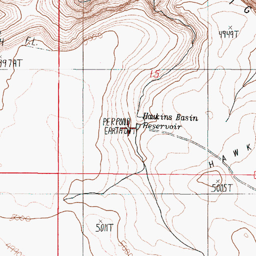 Topographic Map of Hawkins Basin Reservoir, OR