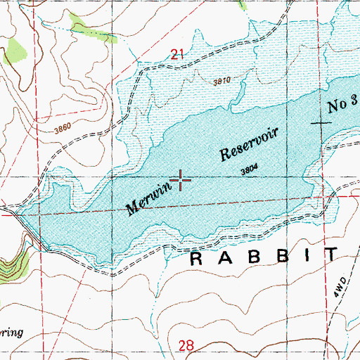 Topographic Map of Merwin Reservoir Number Three, OR