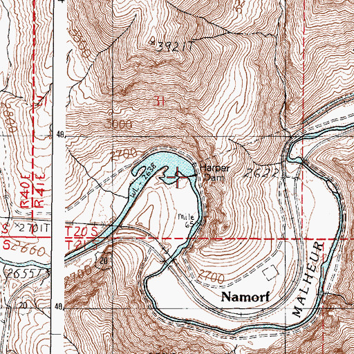 Topographic Map of Harper Dam, OR
