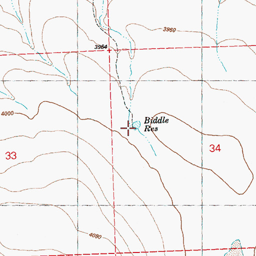 Topographic Map of Biddle Reservoir, OR