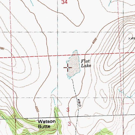 Topographic Map of Flat Lake, OR