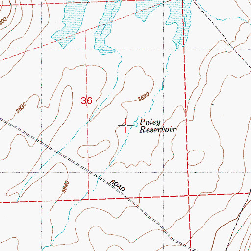 Topographic Map of Poley Reservoir, OR