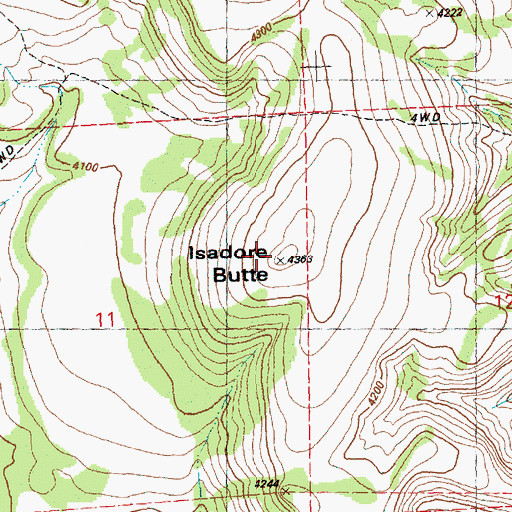 Topographic Map of Isadore Butte, OR