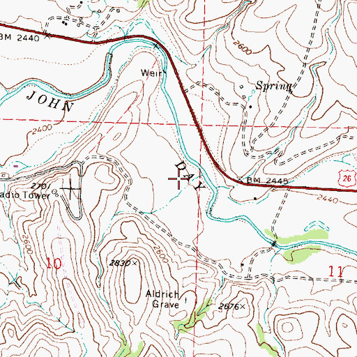 Topographic Map of Aldrich Creek, OR