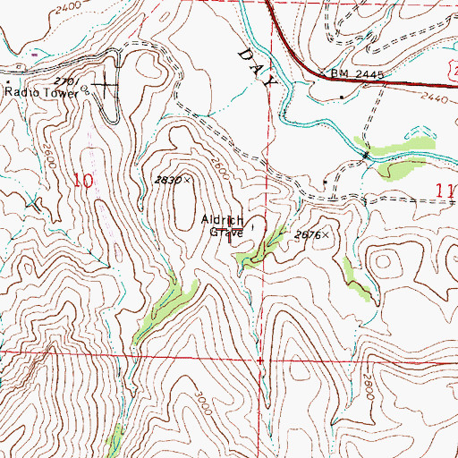 Topographic Map of Aldrich Grave, OR