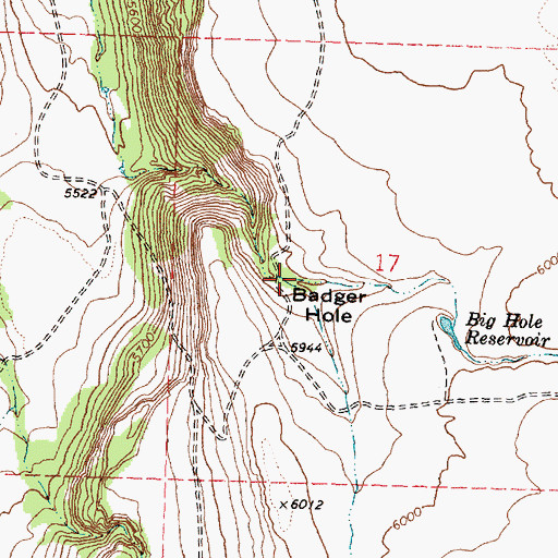 Topographic Map of Badger Hole, OR