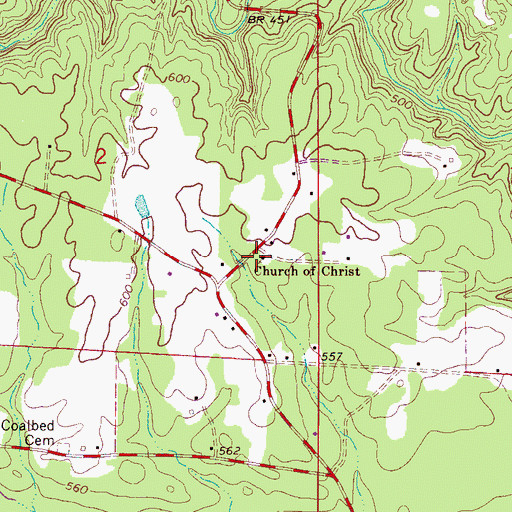 Topographic Map of Church of Christ, AL