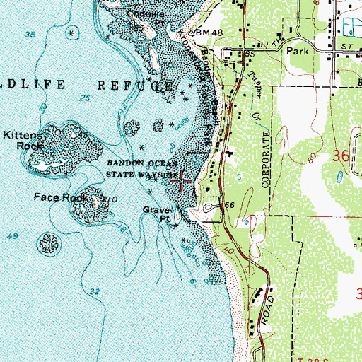 Topographic Map of Face Rock State Park, OR