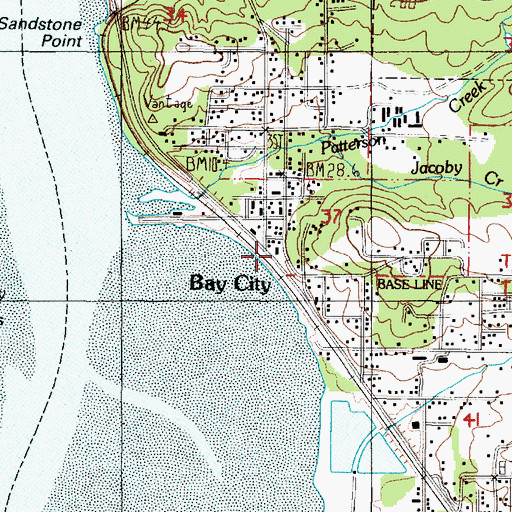 Topographic Map of Bay City, OR
