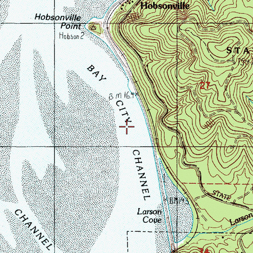 Topographic Map of Bay City Channel, OR