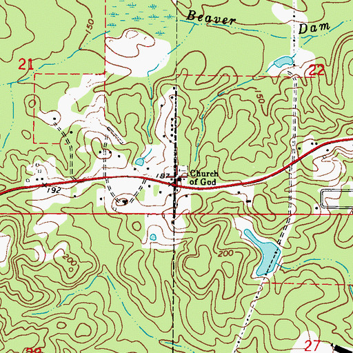 Topographic Map of Church of God, AL