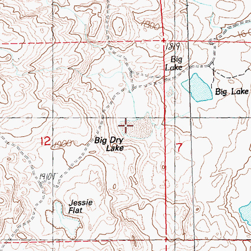 Topographic Map of Big Dry Lake, OR