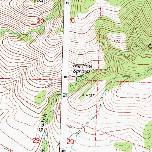 Topographic Map of Big Pine Springs, OR