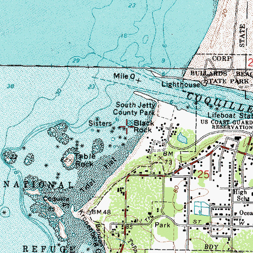 Topographic Map of Black Rock, OR