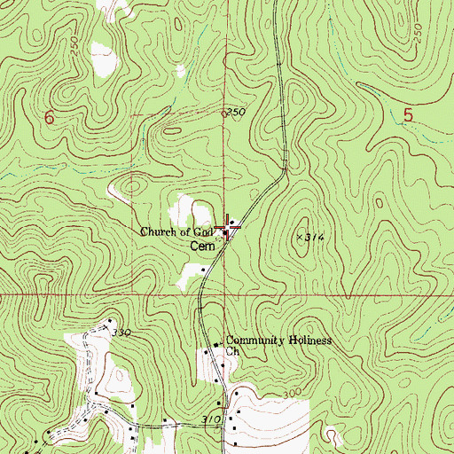 Topographic Map of Church of God, AL