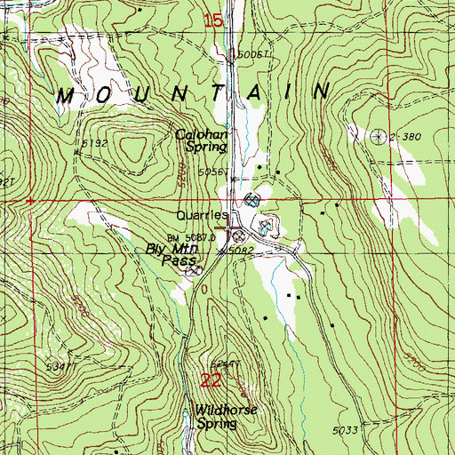 Topographic Map of Bly Mountain Pass, OR